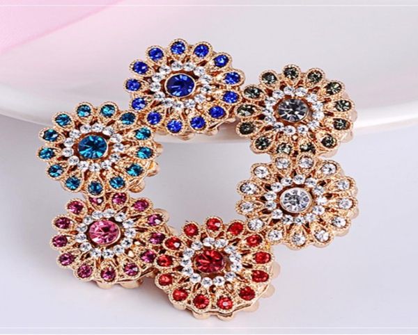 

36 pcs lot flower shaped magnetic pins for hijab scarves colorful rhinestone magnet button 8296036, Gray