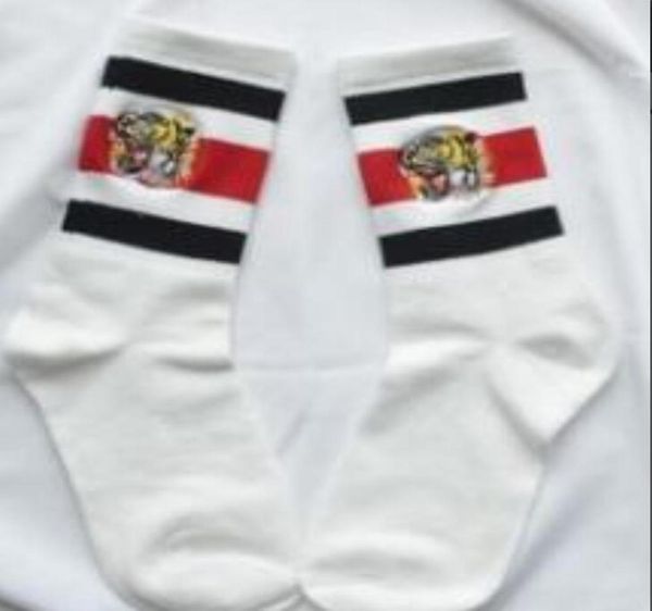 

tiger embroideried socks mens womens underwear skateboard streetwear stockings socks striped design lovers cotton blend athletic s2932170, Black