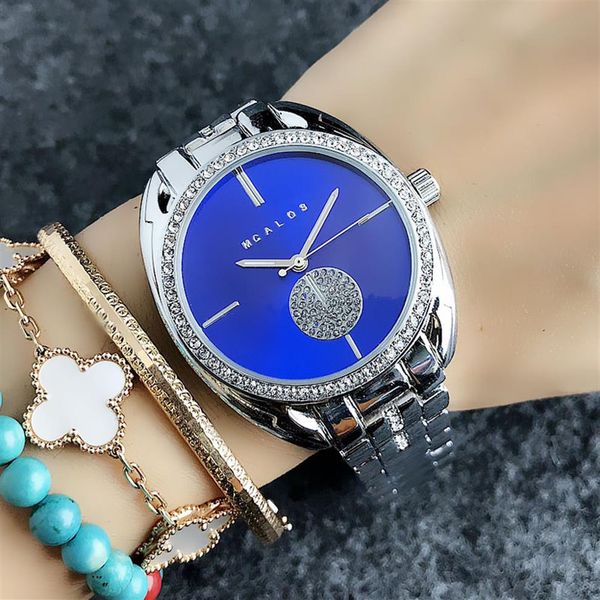 

fashion brand watches women girl crystal style metal steel band quartz with logo watch m52242v, Slivery;brown