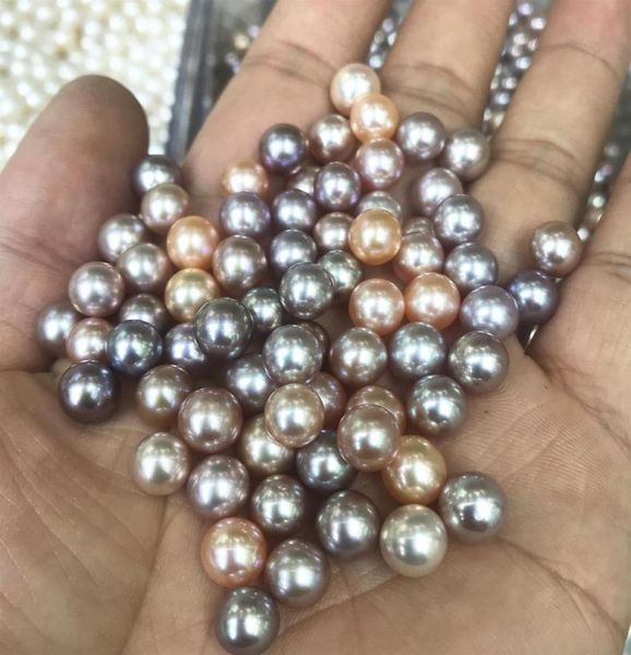 

whole high luster 4a loose round purple freshwater pearls without hole natural lavender color for jewelry diy from zhuji2970413, White