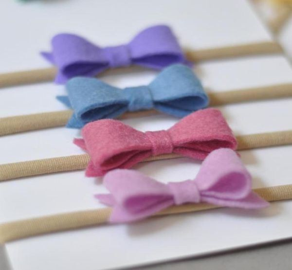 

handmade mini felt bow headband cute bow nylon hairband for infants baby hair accessory 20pcslot4545782, Slivery;white