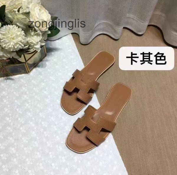 

oran sandal summer designer 2023 bear women's shoes her slipper slippers women baida color matching leather flat sandals for tourism li