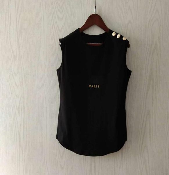 

2021 summer designer women039s tank bronzing letter gold buckle cotton sleeveless tshirt vest for women size s  l4214581, White