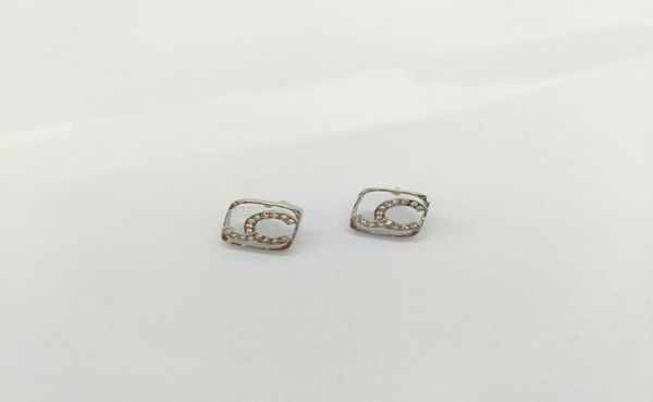 

2023 luxury quality charm square shape stud earring in silver plated have box stamp diamond ps7666a9387512, Golden