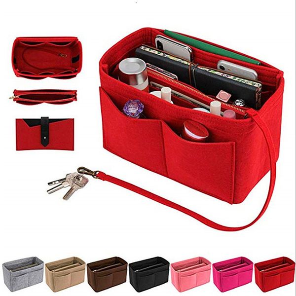 

bag organizer women make up organizer felt insert bag for handbag travel inner purse portable cosmetic bags fit various brand bags 230821, Blue;pink