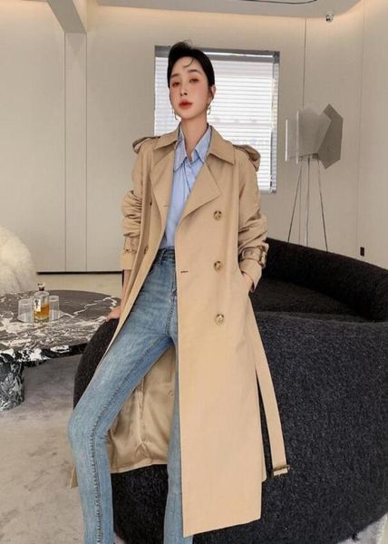 

new arrival women plus long style fashion trench coatengland design trenchknee length loose fit trench coat b2202f8079047, Tan;black