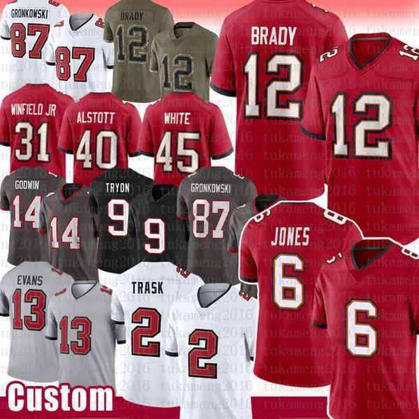 

mike evans tom brady football jersey antoine winfield jr. julio jones devin white chris godwin kyle trask lavonte david vita vea buccaneeres, Black;red