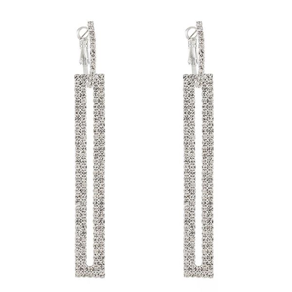 

yfjewe fashion long drop earrings luxury gold silver color rectangle rhinestone earring for women party jewelry gift e550302t