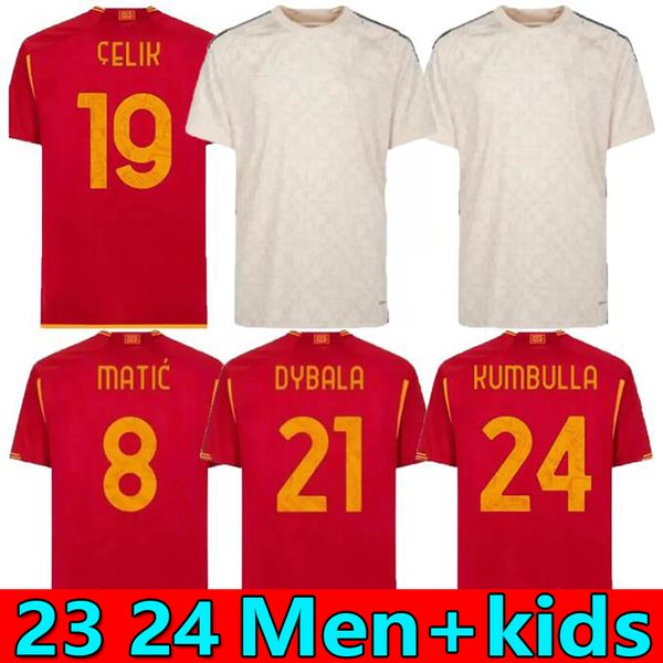 

23 24 dybala romas soccer jerseys maglia pellegrini belotti celik abraham fan player version 2023 2024 football shirts mancini kumbulla men, Black;yellow