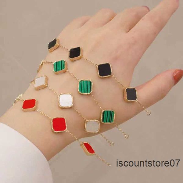 

fashion classic 4/four leaf clover bracelets diamond bangle chain 18k gold agate shell mother-of-pearl for women girls wedding mother's, Golden;silver