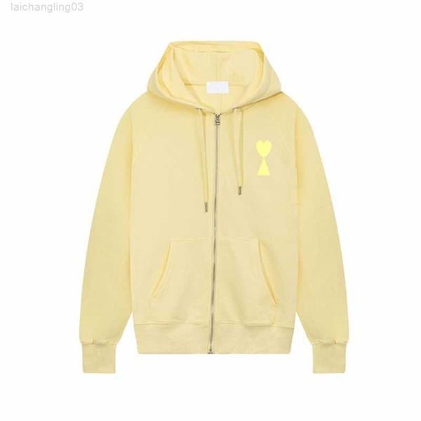

luxury designer amis hoodie fashion men's a letter small red heart embroidery casual cotton women's metal zipper q5ay, Black