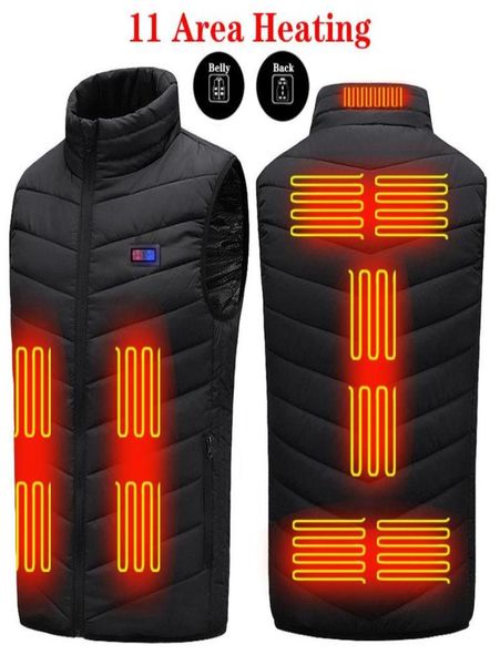 

men039s vests winter 11 areas heated vest men keep warm usb electric heating jacket thermal waistcoat hunting outdoor4164929, Black;white