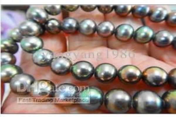 

new fine genuine pearl jewelry 20quot89mm natural tahitian genuine black green multicolor pearl necklace 14k3553890, Silver