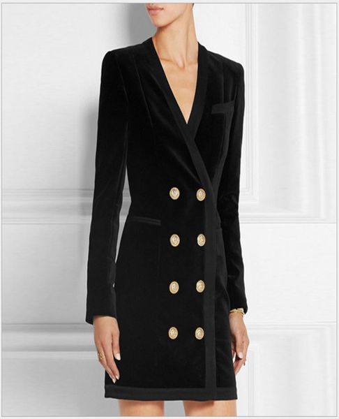 

new style original design women039s metal buckles classic dress doublebreasted deep v velour velvet dress4353879, Black;pink