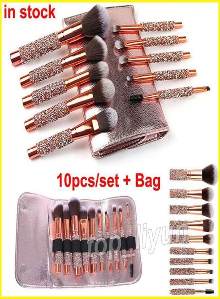 

makeup brushes 10pcs set diamond brush with bag foundation makeup brush powder eye shadow cosmetic brushes eyeliner blush4639629