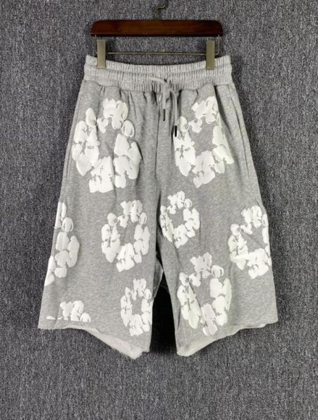 

foam cotton print shorts jogger men women drawstring baggy skateboard beach short pants black grey8276270, White;black