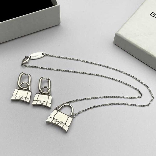 

fashion designer double b parisian family b letter bag necklace earrings vintage jewelry trend, Silver