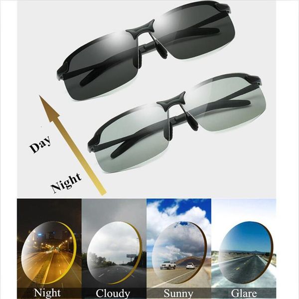 

pochromic sunglasses men polarized driving chameleon glasses change color sunglasses hd day night vision driving eyewear black 292e, White;black