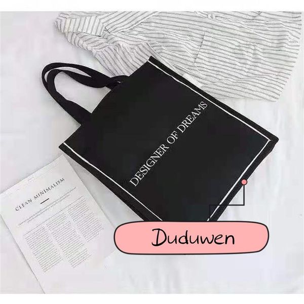 

38x34cm canvas shopping bag printed d fashion beach bag travel tote letters storage case304k