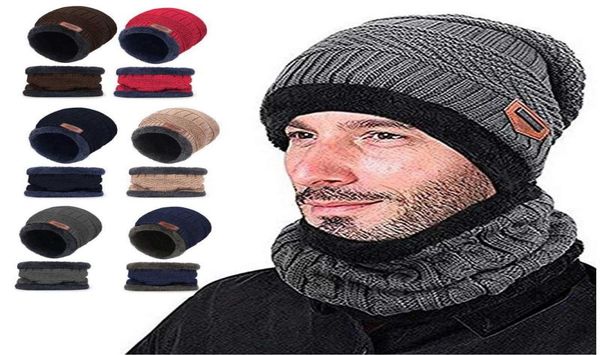 

winter slouchy beanie hat knit skull cap fleece lining warm hat scarf set reusable facemask fashion mouth face scarf5919512