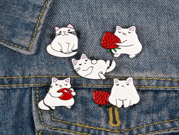 

cute cartoon animal cat fruit small funny enamel brooches pins for women demin shirt decor brooch pin metal kawaii badge fashion j5383886, Gray