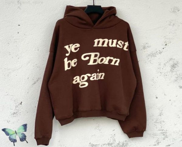 

brown foam ye must be born again fleece hoodie sweatshirt warm winter men women dress pullovers w2208124045806, Black