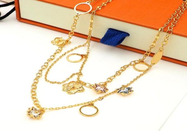 

fashion choker necklace classic jewelry wedding 18k gold plated platinum letter pendants necklaces bracelet set women accessories 2700306, Silver