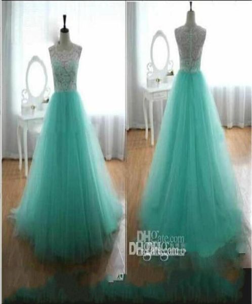 

2016 prom dresses with lace crew a line back covered button mint green evening gowns long dresses party evening summer4707320, Black