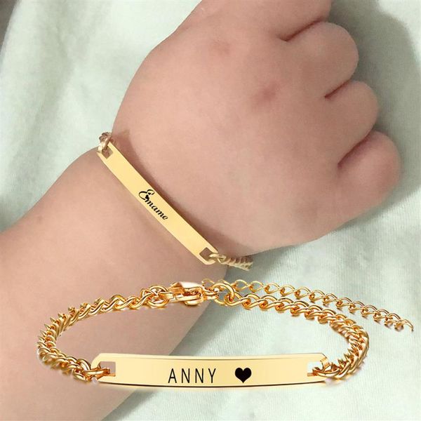 

link chain custom baby name bracelet curb link adjustable gold silver tone for kids childrens brazelet christmas gifts269i, Black