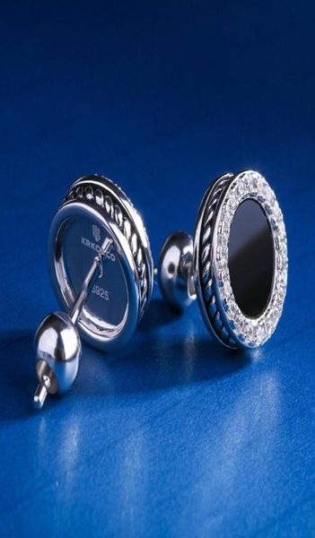 

white gold stud earring for men black onyx inlaid round earring hip hop jewelry punk earrings6066856, Golden;silver