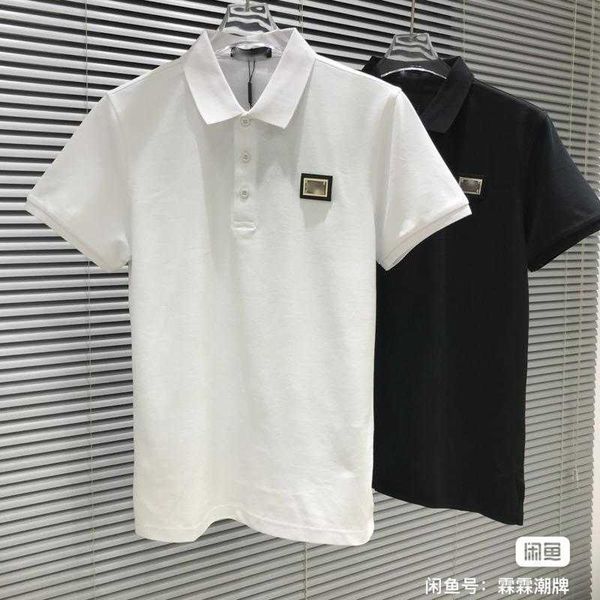 

high version short sleeved t-shirt men polo shirt d 23 g designer tshirt business casual polos cotton tee men's metal nameplate sweatsh, White;black