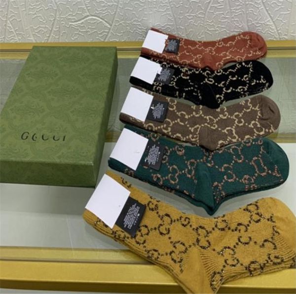 

2021 autumn women modern sports embroidery sock fashion classic design socks gletter pattern underwear dcdvdbfd4545464, Black