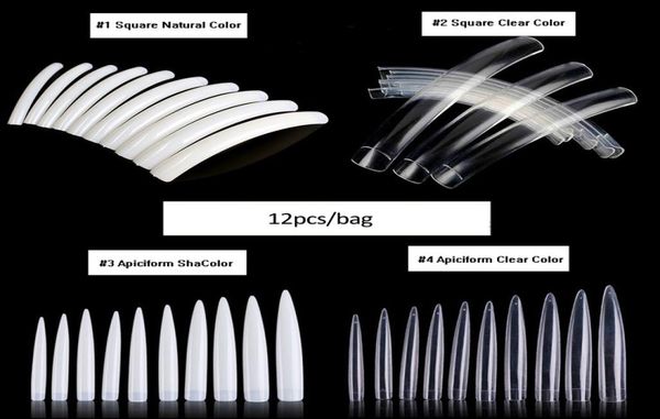 

tamax naf004 12pcs natural transparent false nails tips acrylic uv gel manicure artificial suprer length logo fake nail art tip4889879, Red;gold