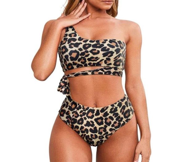 

women one shoulder high waisted bikini set two piece swimsuits8610424, White;black