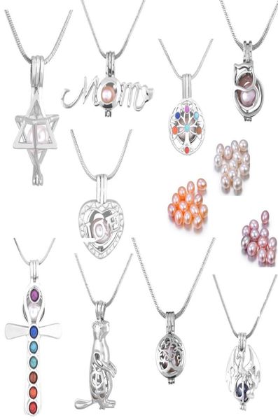 

mix styles cage pendant with natural pearl lovemomcatdragontree of lifefamily tree wonderful fashion jewelry fit for diy neck5975345, Silver