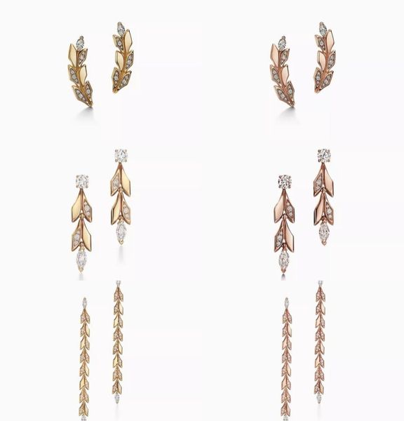 

t design climber stud earrings charm convertible vine drop love earrings 925 sterlling silver 18k gold plated jewelry luxury brand5193461, Golden
