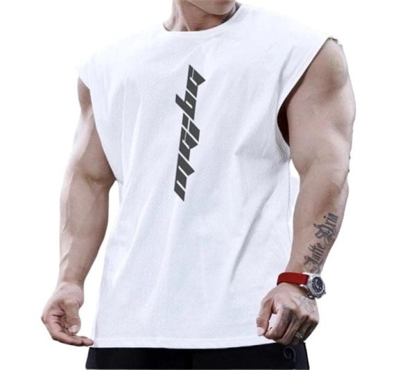 

bodybuilding sports tank men gyms fitness workout sleeveless shirt male summer loose undershirt running men vest 2204265711577, White;black
