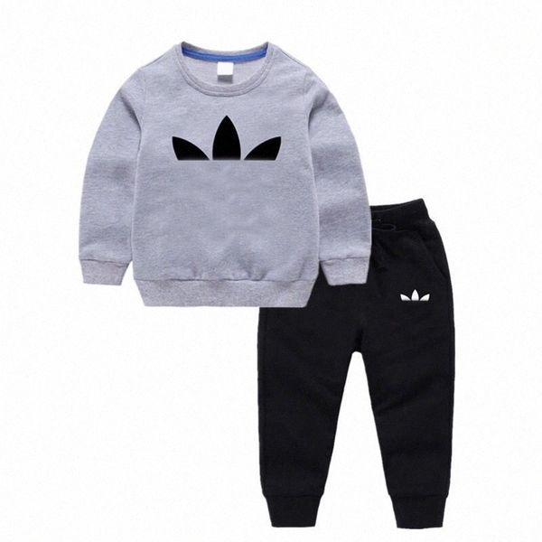

winter kid tracksuit designer hoodie casual suits hoodies tracksuits pullover jogger pullover long jogging trousers 47xr#, Gray