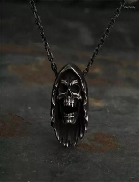 

pendant necklaces vintage men039s stainless steel skull necklace gothic punk locomotive rider jewelry4933558, Silver