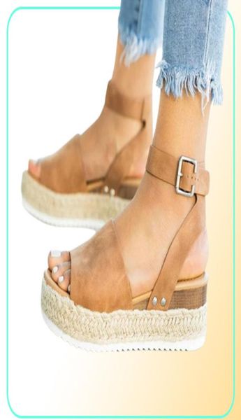 

women sandals plus size wedges shoes for woman high heels sandal summer flip flop chaussures femme platform footwear7511734, Black