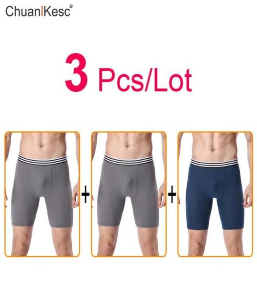 

3pcs men039s sports underwear long ice silk boxers soft comfortable sweat absorbing fast drying running anti abrasion leg short7173427, Black;white