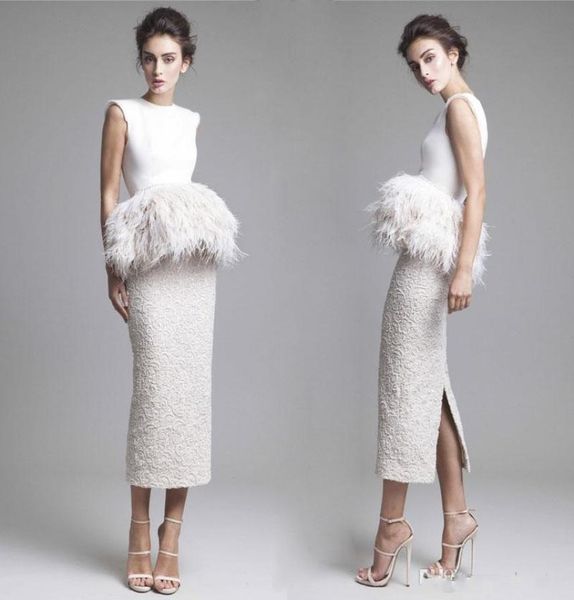 

latest 2016 krikor jabotian evening dresses sleeveless jewel neck satin lace feathers prom gowns tealength pencil cut vestidos de4303758, Black;red