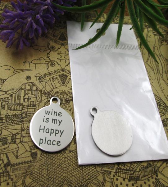 

40pcsquotwine is my happy placequotstainless steel charms more style for choosing diy charms pendants for necklace7111044, Bronze;silver