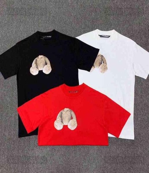 

european designer luxury summer palms angle t shirt classic bear printed fashion mens and womens leisure loose pa round collar sho1783500, White;black
