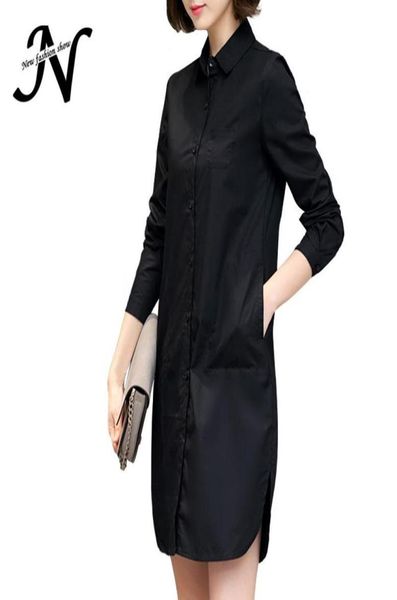 

autumn shirt dress women korean style ladies short straight dress long sleeve 2020 loose casual plus size women clothing3458236, Black;gray