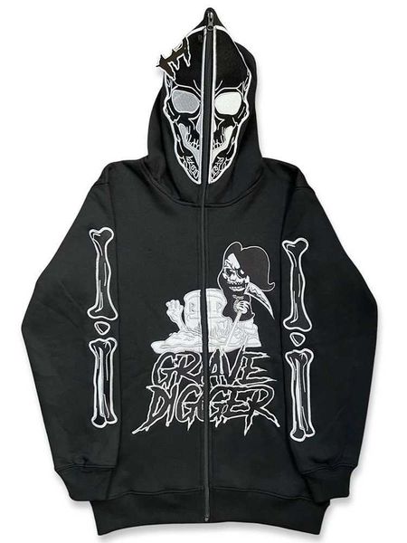 

hoodies sweatshirts zip hoodie men's emo star skeleton goth sweatshirt sport coat pullover gothic long sleeve oversized hoodie y2k jack, Black