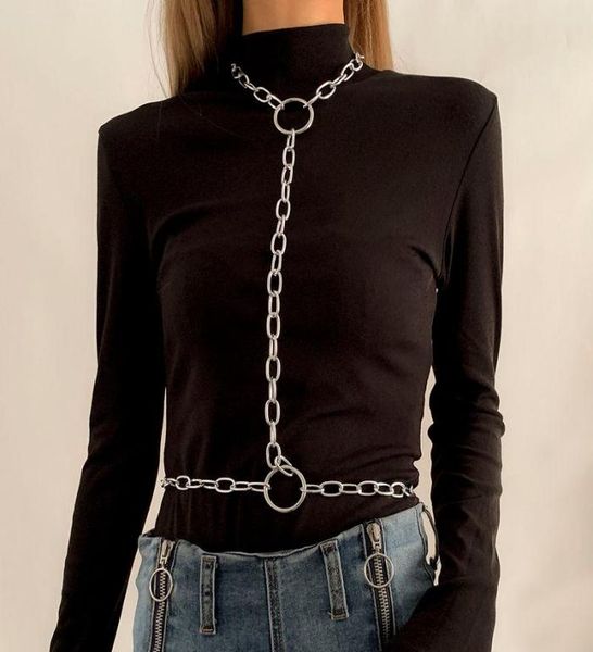 

multilayers rhinestone body chain necklace jewelry for women simple waist long accessories chains2812067, Silver