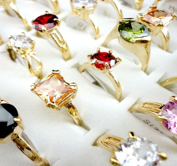 

fashion multicolored zircon gold engagement ring for women fashion whole jewelry bulks mix lots packs ps16347098307, Golden;silver