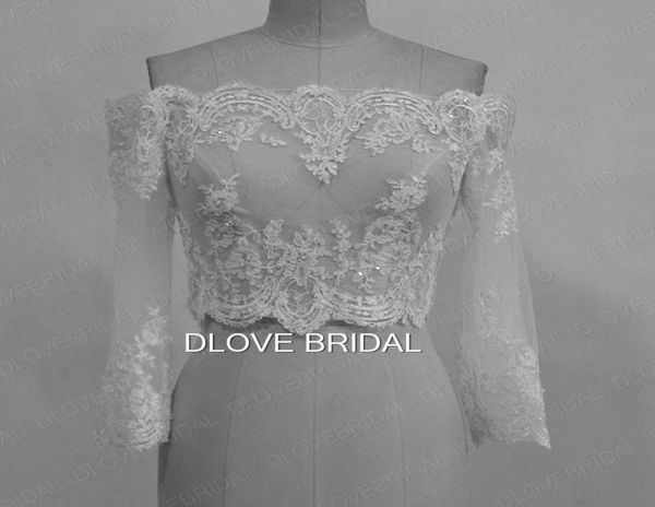 

romantic off the shoulder lace appliques bridal jacket 34 long sleeve white ivory wedding bolero custom made real po bridal ac6790597