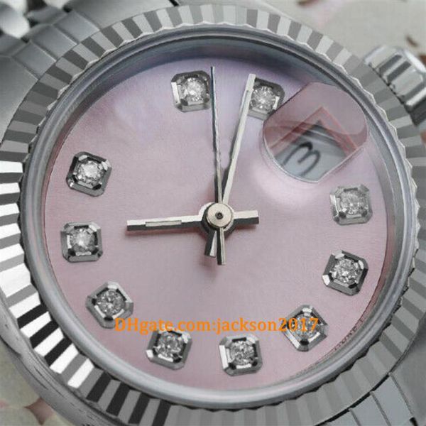 

20 style christmas gift watches ladies 26mm pink diamond accent dial stainless steel watch233c, Slivery;brown